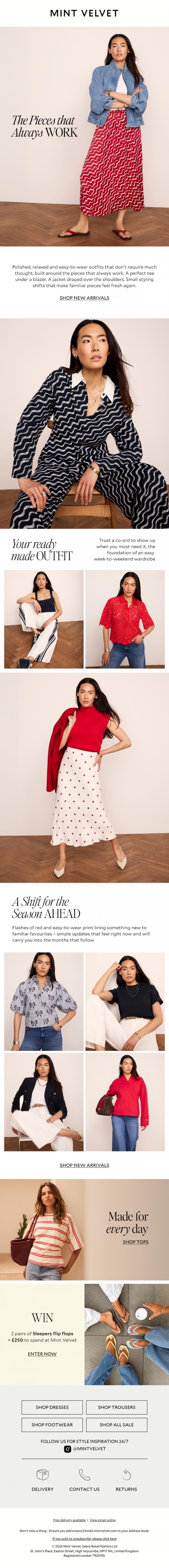 Email Design Inspiration from Mint Velvet, Easy outfits + win the perfect summer pairing
