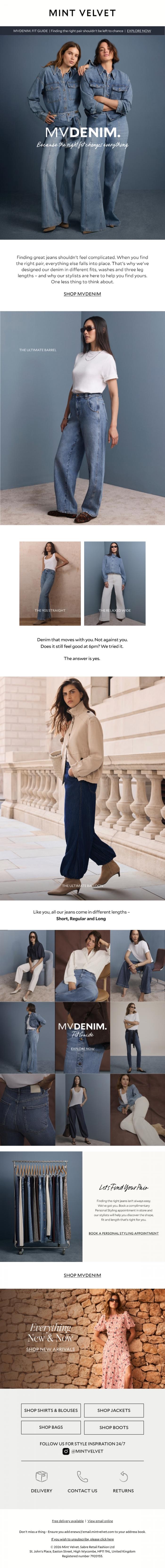 Email Design Inspiration from Mint Velvet, Denim that knows its place