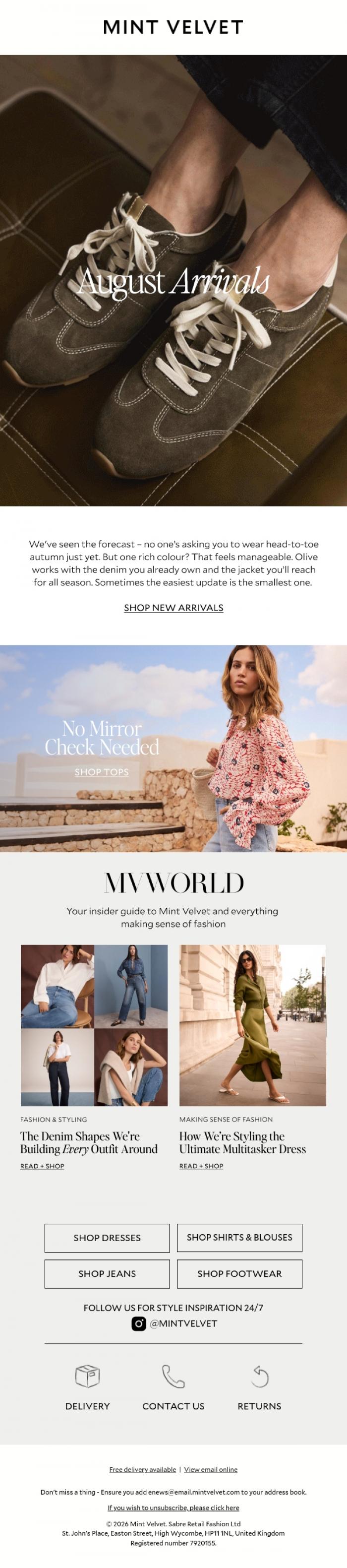 Email Design Inspiration from Mint Velvet, Just in
