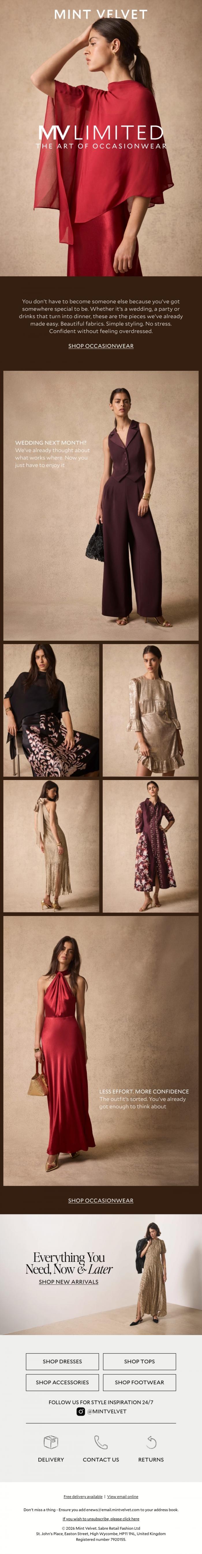 Email Design Inspiration from Mint Velvet, Dress up. Stay yourself