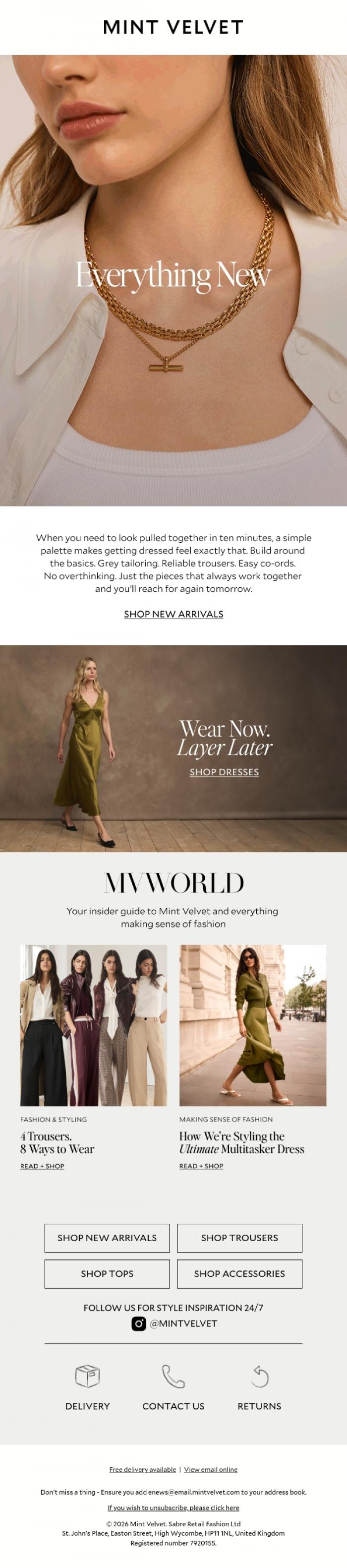 Email Design Inspiration from Mint Velvet, Everything new