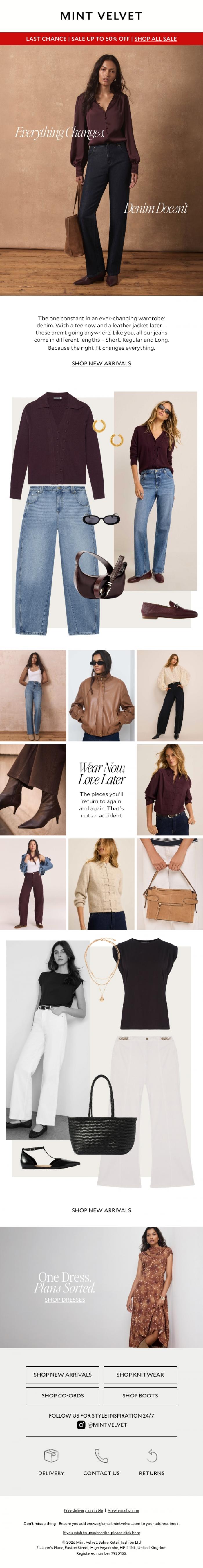 Email Design Inspiration from Mint Velvet, Everything changes. Denim doesn't