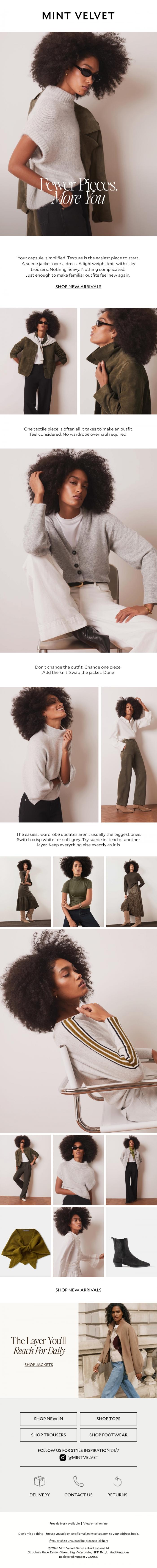 Email Design Inspiration from Mint Velvet, Your capsule, simplified