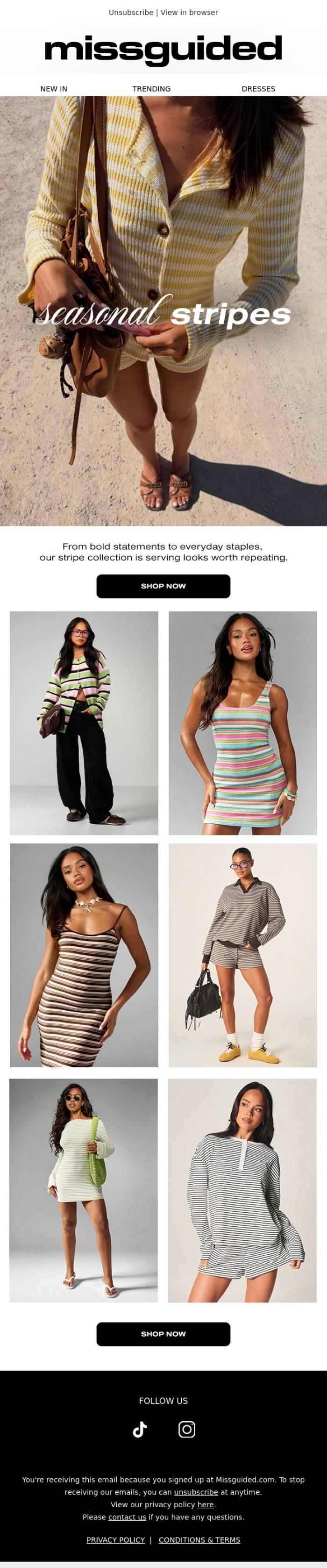 Email Design Inspiration from MISSGUIDED, Stripe Season 😍