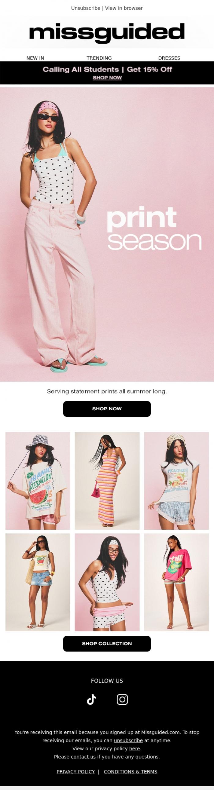 Email Design Inspiration from MISSGUIDED, Make a statement.