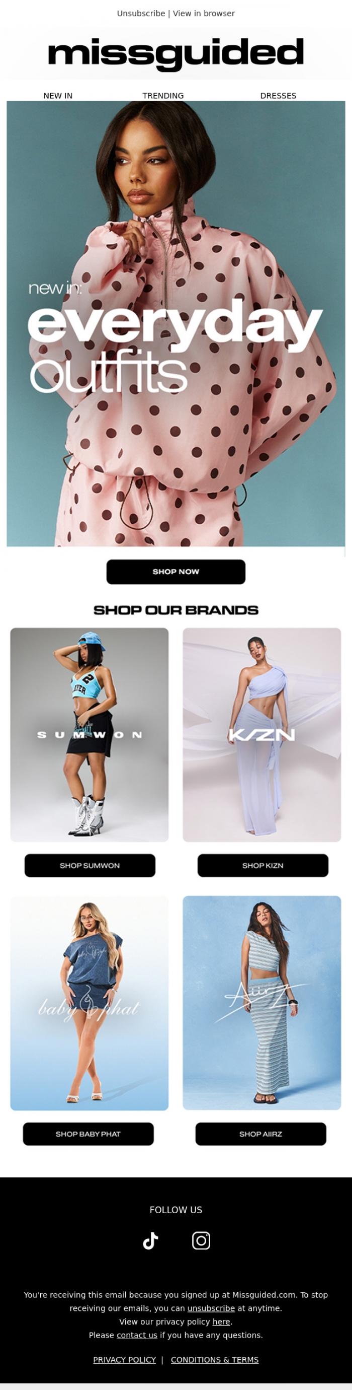 Email Design Inspiration from MISSGUIDED, Everyday looks, just dropped ✨