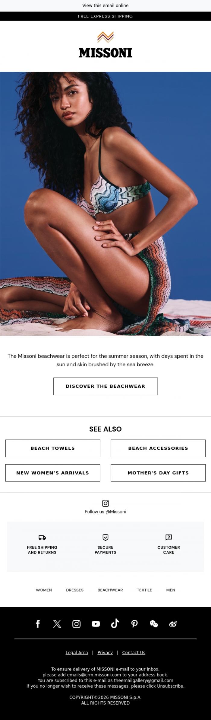 Email Design Inspiration from Missoni, For a summer to remember