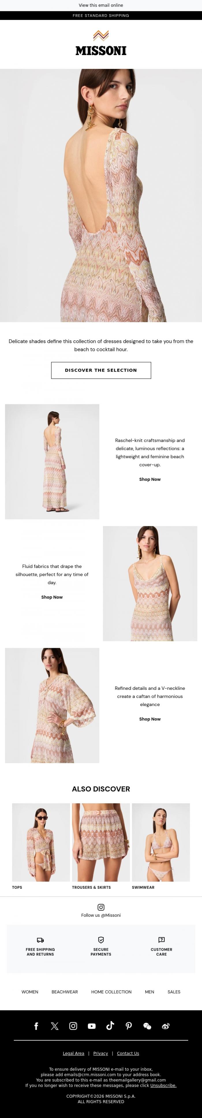 Email Design Inspiration from Missoni, Romantic nuances