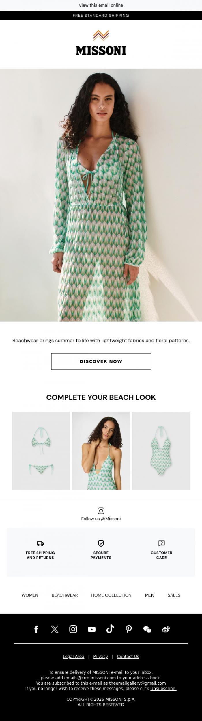 Email Design Inspiration from Missoni, Floral summer