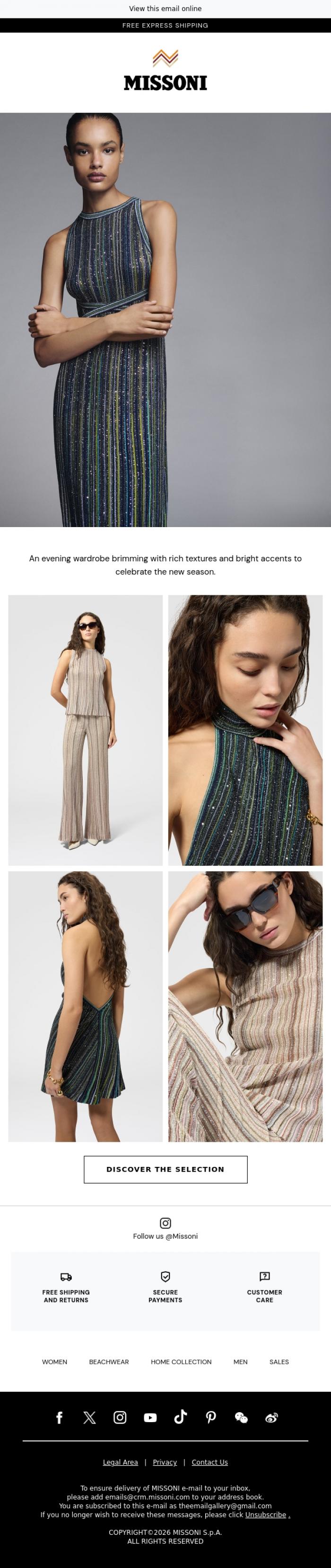 Email Design Inspiration from Missoni, The first occasions of the new season