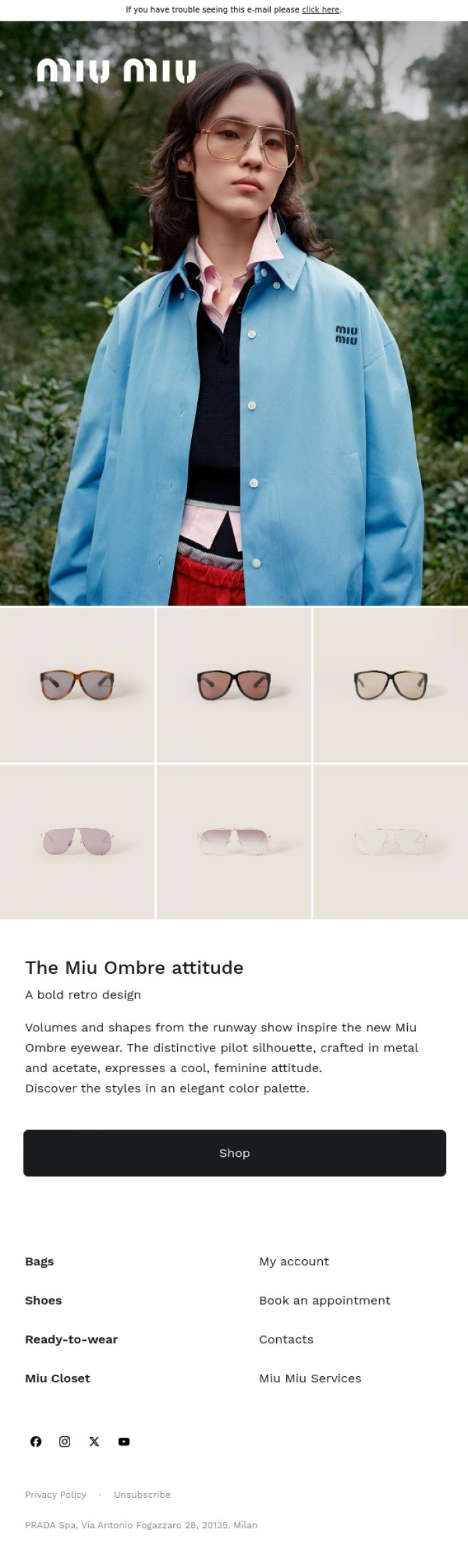 Email Design Inspiration from Miu Miu, The Miu Ombre Attitude
