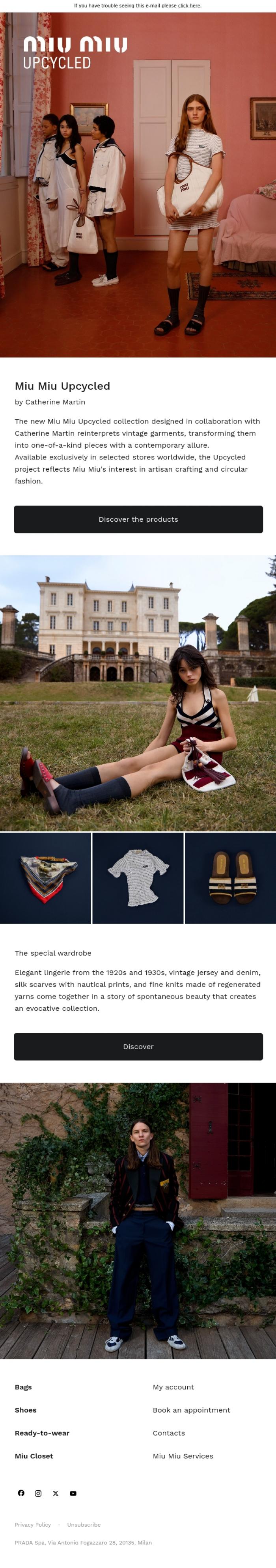 Email Design Inspiration from Miu Miu, Miu Miu Upcycled by Catherine Martin