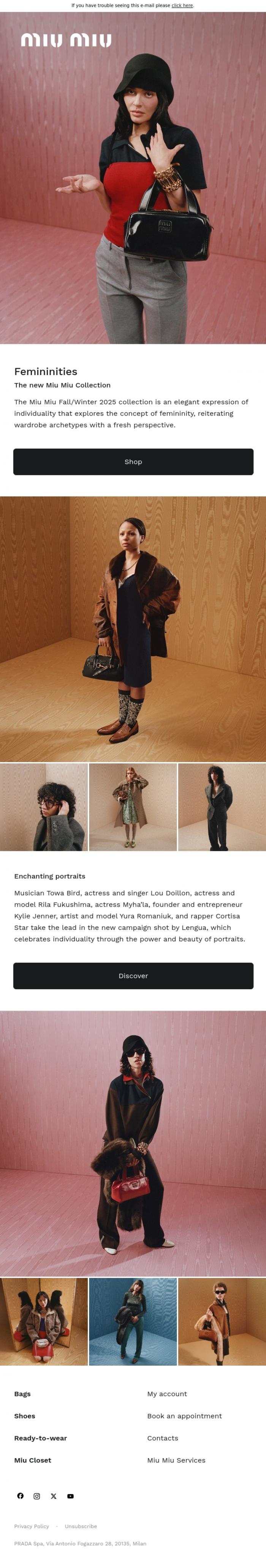 Email Design Inspiration from Miu Miu, Fall/Winter 2025 Collection