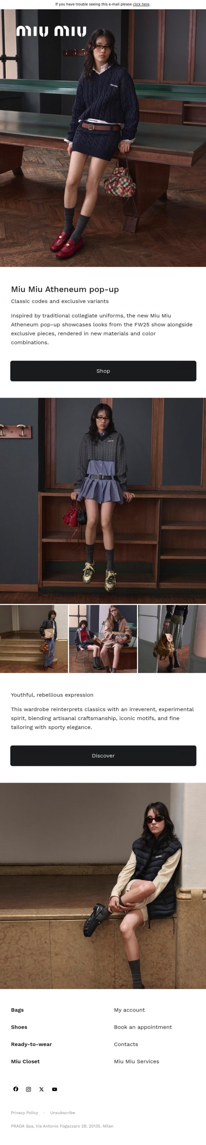Email Design Inspiration from Miu Miu, Miu Miu Atheneum