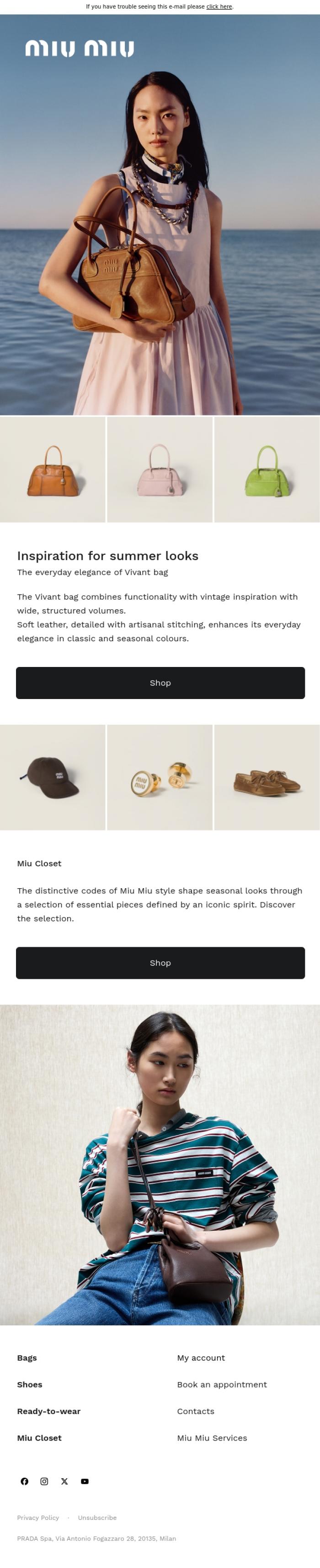 Email Design Inspiration from Miu Miu, Inspiration for the Summer Wardrobe