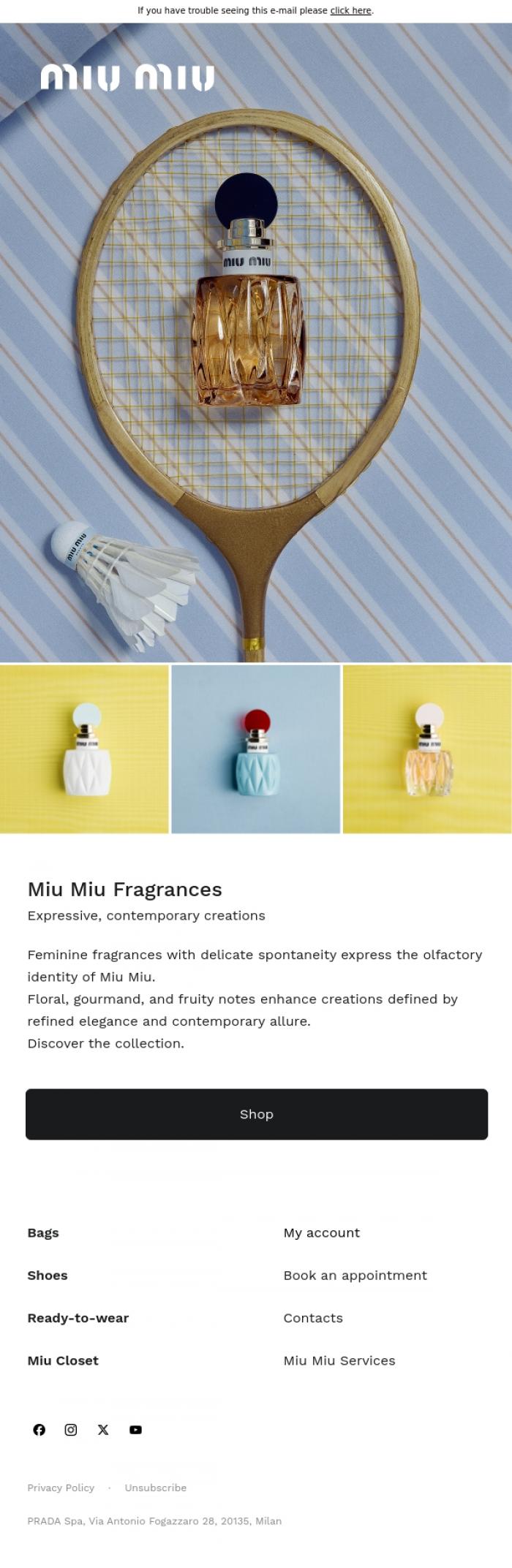 Email Design Inspiration from Miu Miu, Miu Miu Fragrances