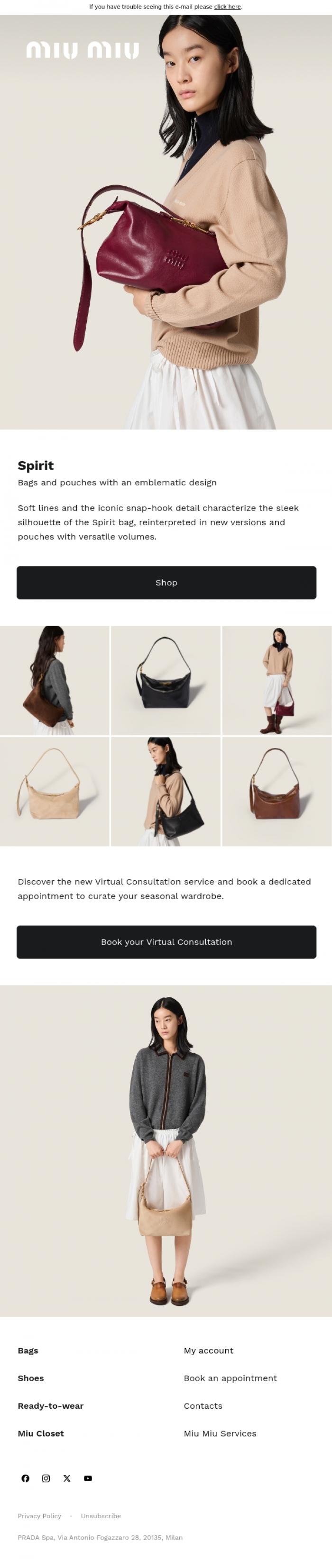 Email Design Inspiration from Miu Miu, New Expressions of Spirit