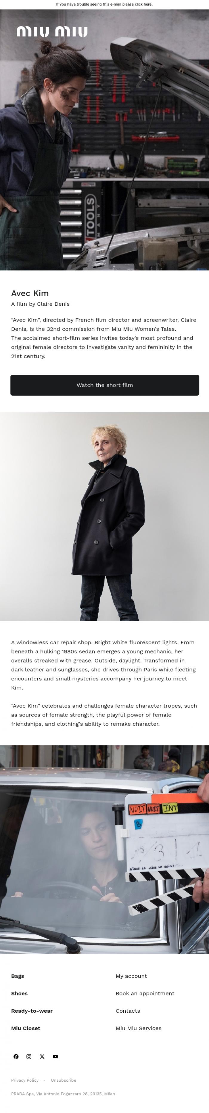 Email Design Inspiration from Miu Miu, Miu Miu Women's Tales