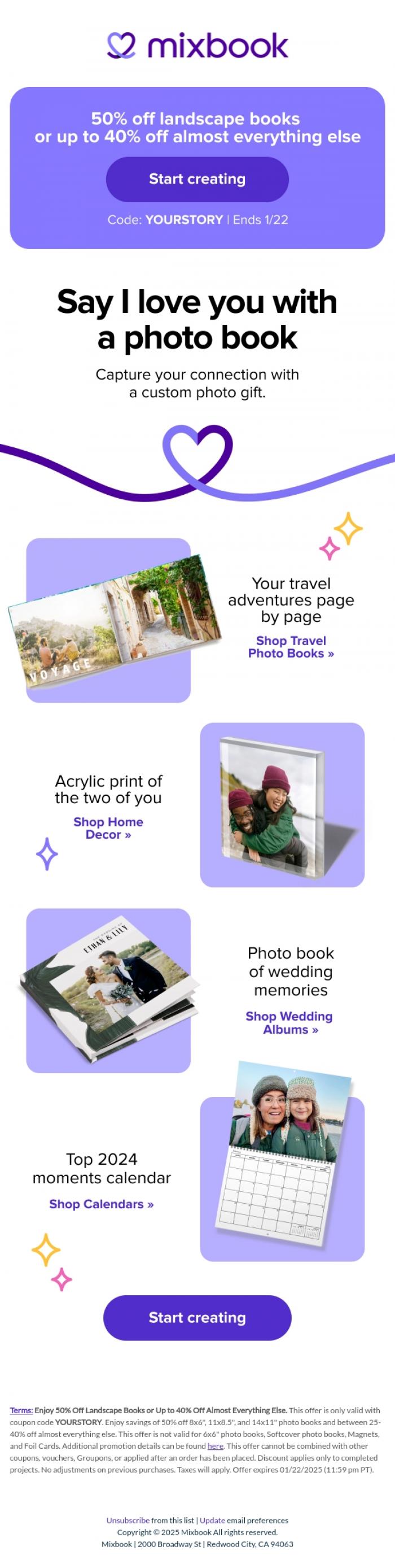 Email Design Inspiration from Mixbook, Make your Valentine a memory book ❤️📕