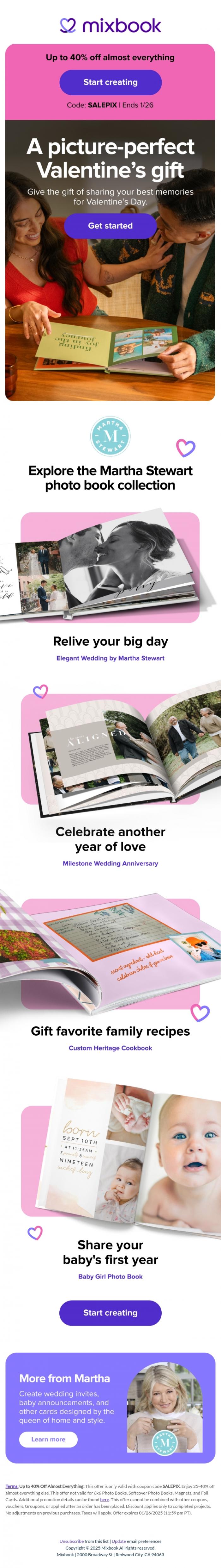 Email Design Inspiration from Mixbook, A Valentine's surprise they'll never expect ❤️ 