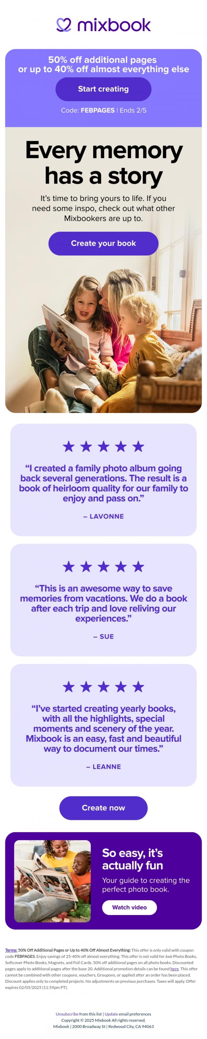 Email Design Inspiration from Mixbook, Fresh ideas for your first Mixbook 📚