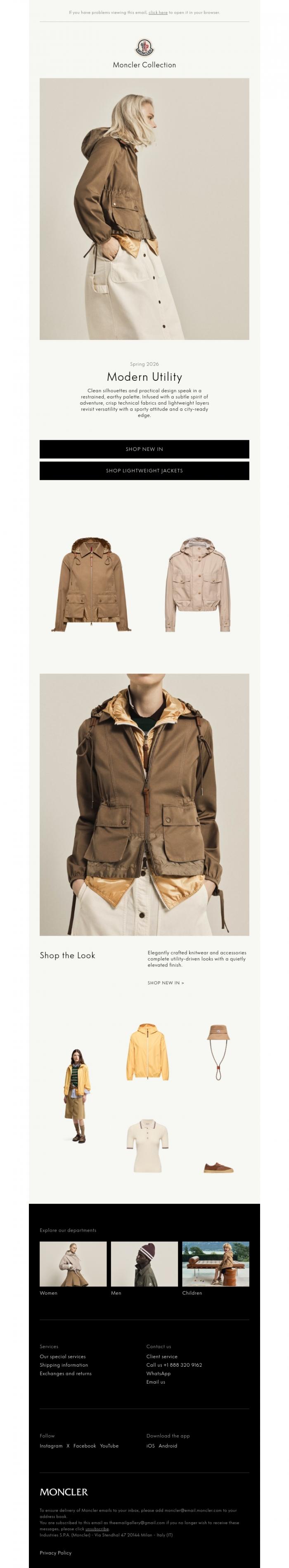 Email Design Inspiration from Moncler, Modern Utility