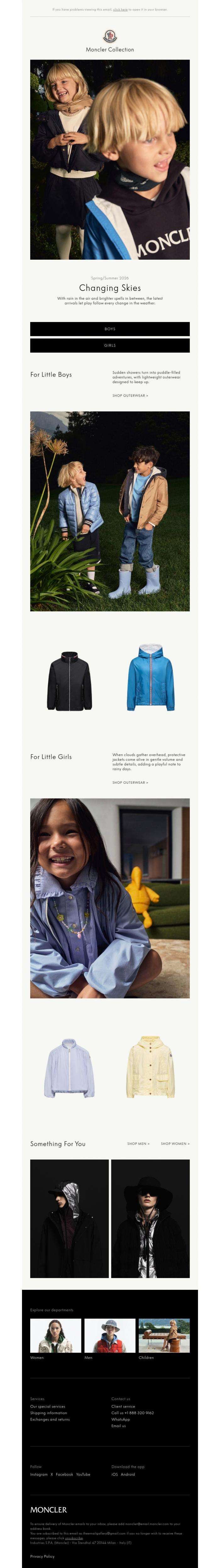 Email Design Inspiration from Moncler, Changing Skies