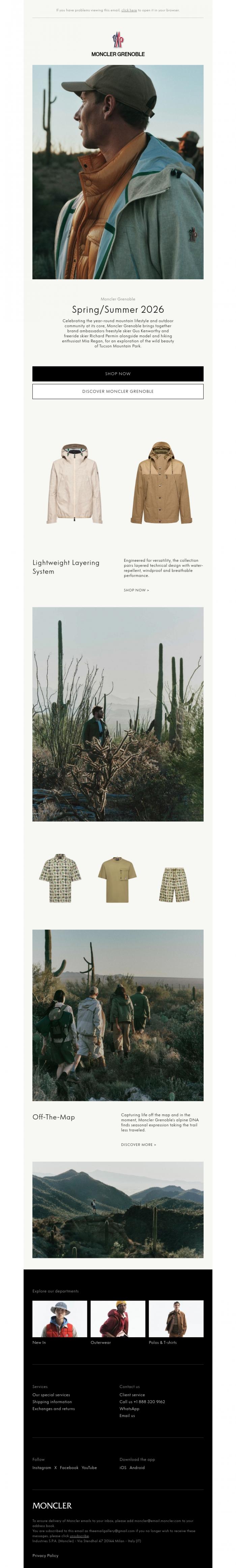 Email Design Inspiration from Moncler, Exploring Moncler Grenoble Spring/Summer 2026