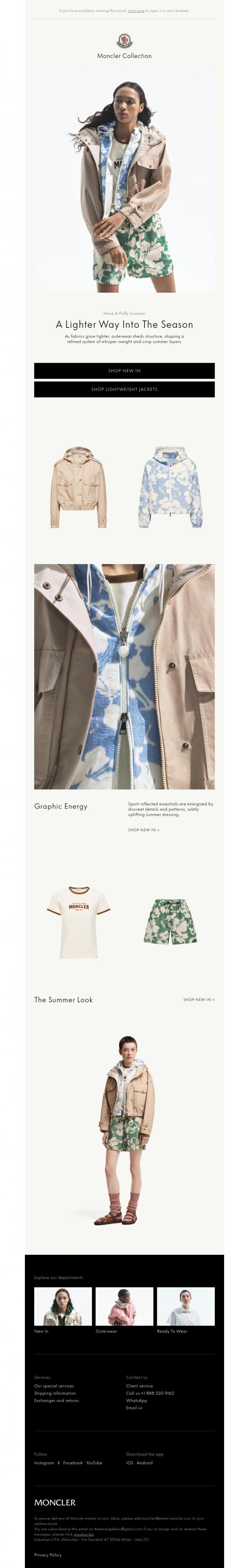 Email Design Inspiration from Moncler, A Lighter Way Into The Season