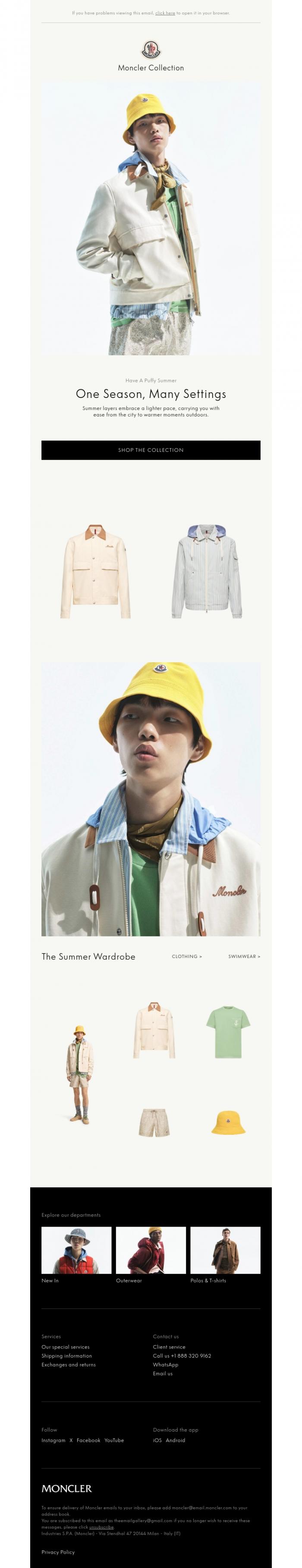 Email Design Inspiration from Moncler, One Season, Many Settings