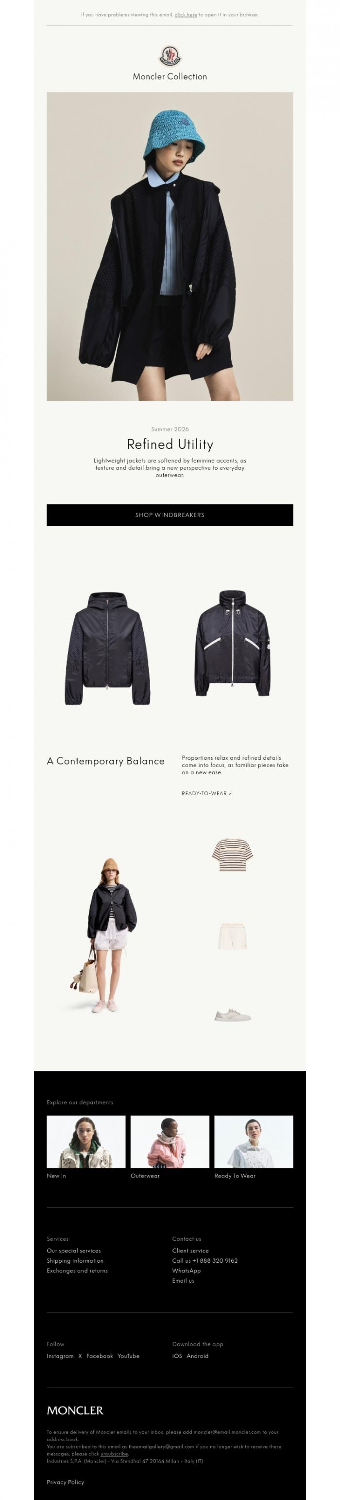 Email Design Inspiration from Moncler, Refined Utility