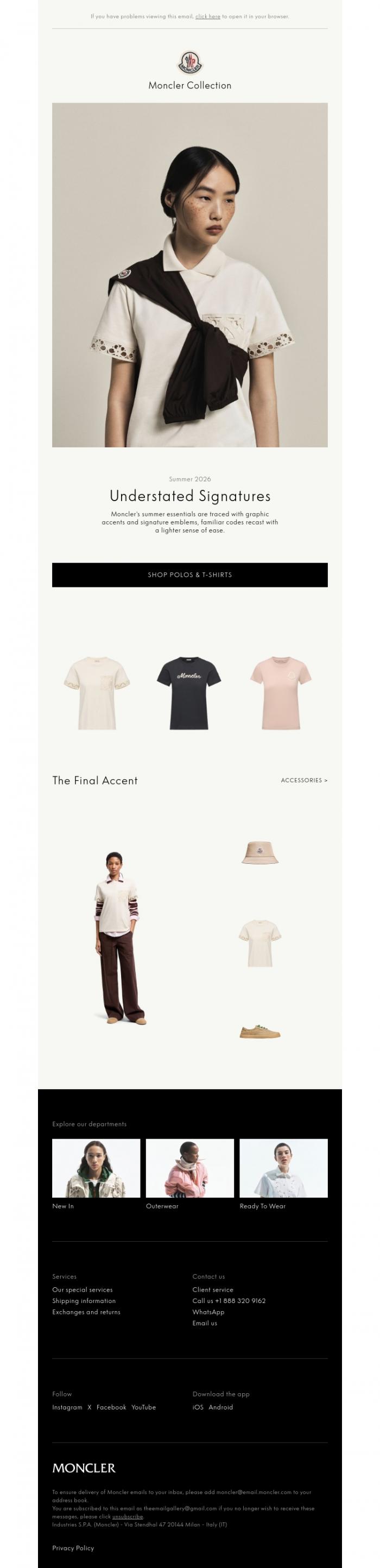 Email Design Inspiration from Moncler, Understated Signatures
