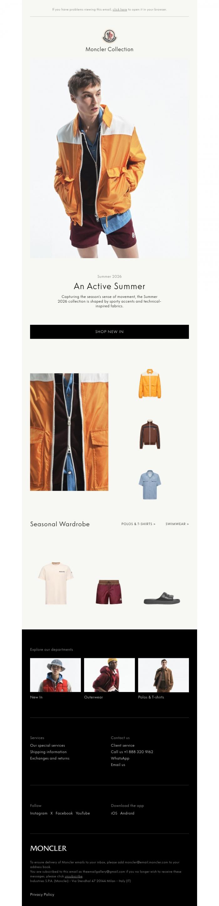 Email Design Inspiration from Moncler, An Active Summer