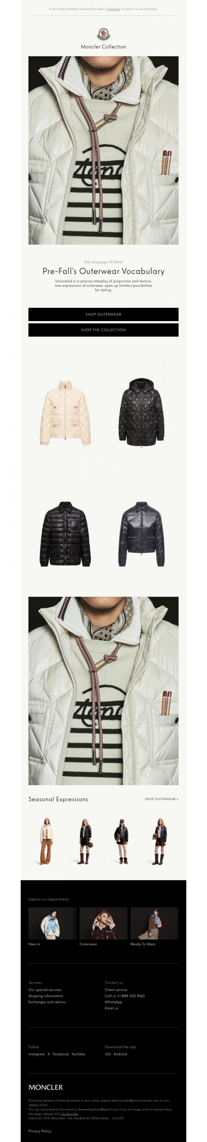 Email Design Inspiration from Moncler, Pre-Fall's Outerwear Vocabulary