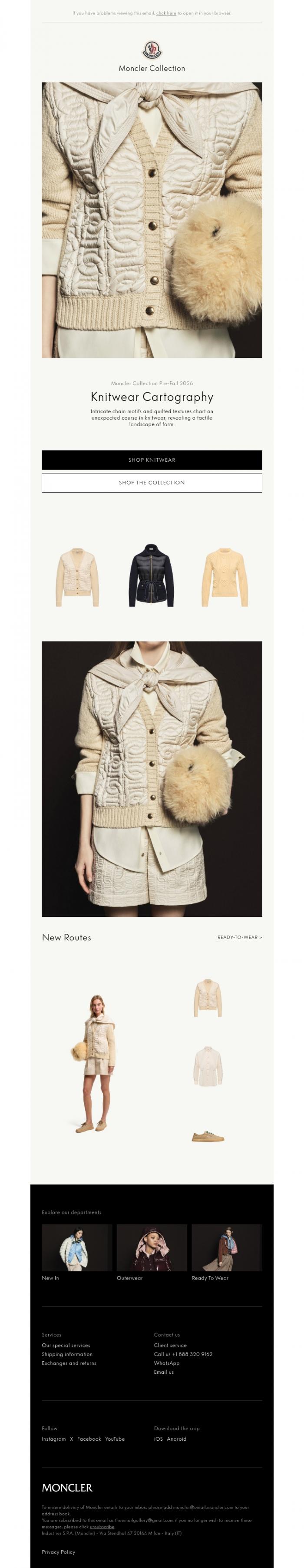 Email Design Inspiration from Moncler, Knitwear Cartography