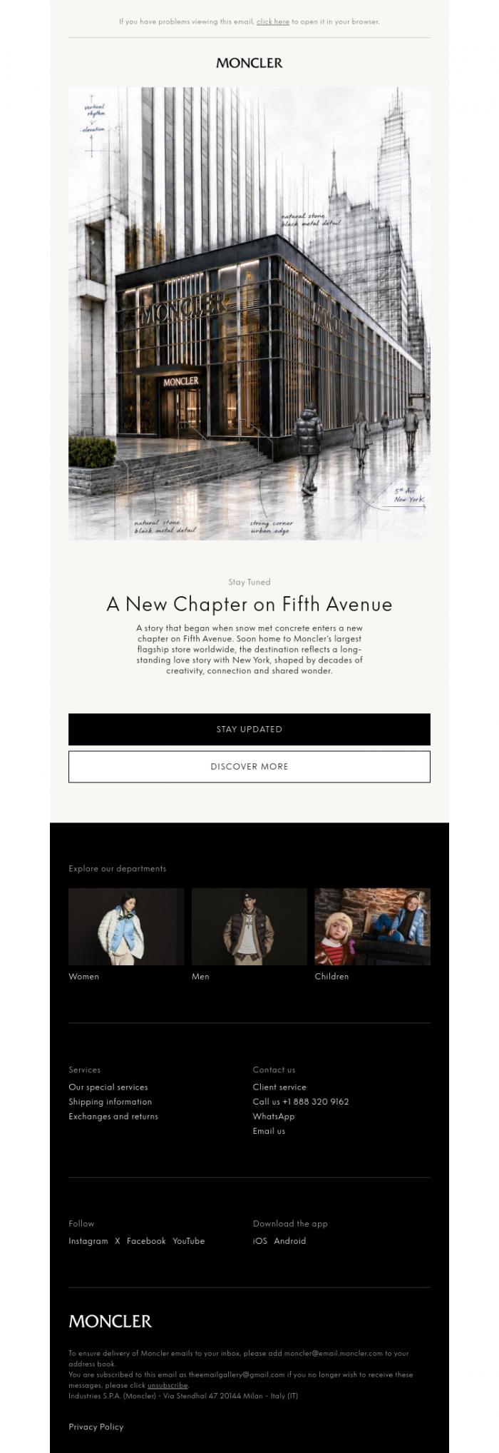Email Design Inspiration from Moncler, Stay Tuned: New York in Moncler