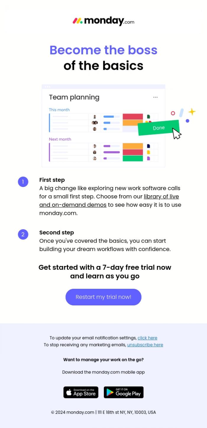 Email Design Inspiration from monday.com, Looking to ace monday.com 101? We've got you covered