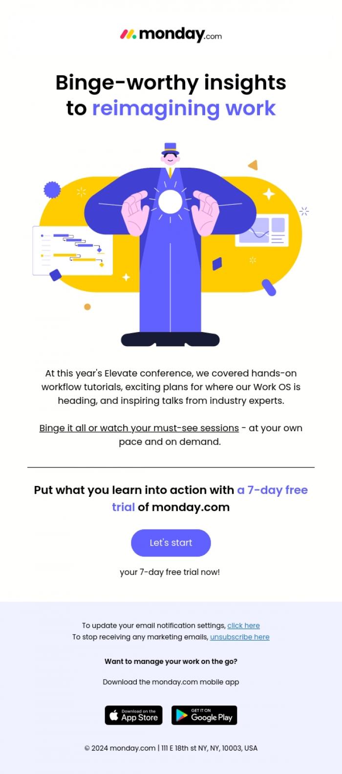 Email Design Inspiration from monday.com, Grab the replay of our mega-conference