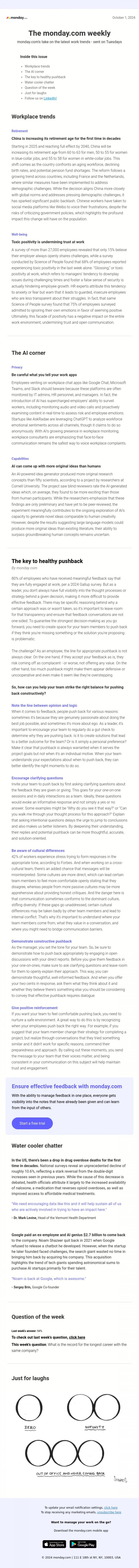 Email Design Inspiration from monday.com, The key to healthy pushback