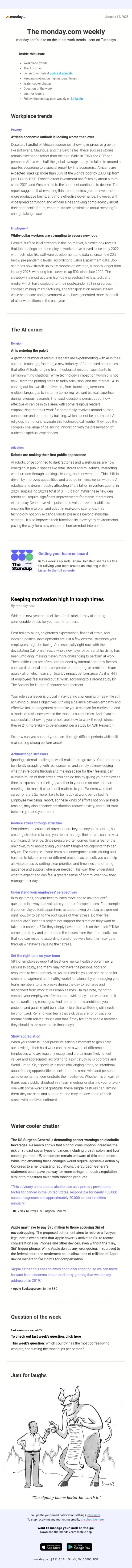 Email Design Inspiration from monday.com, Keeping motivation high in tough times