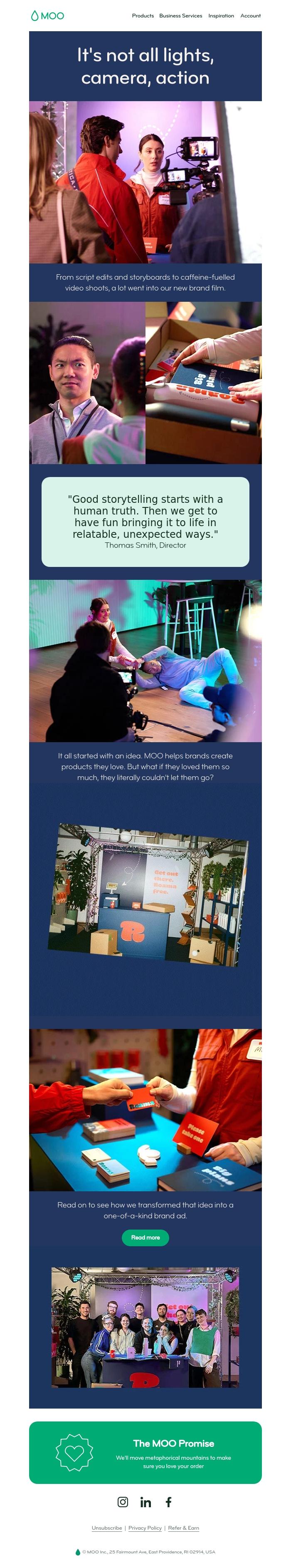 Email Design Inspiration from MOO, Go BTS on our new brand film 📽️