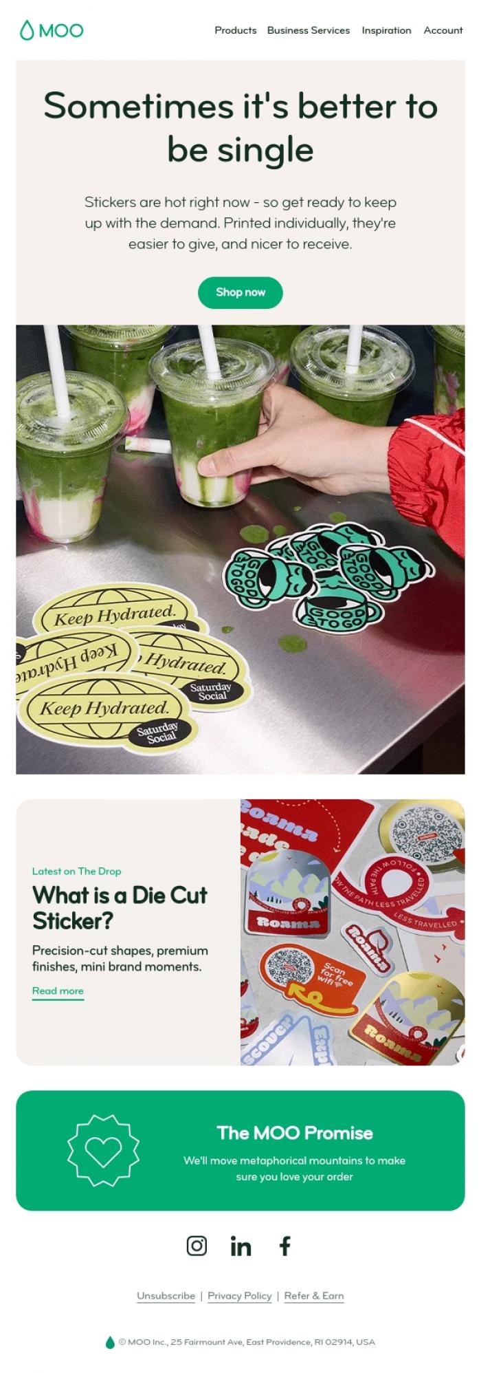 Email Design Inspiration from MOO, Pick a Sticker, ANY Sticker 🤗