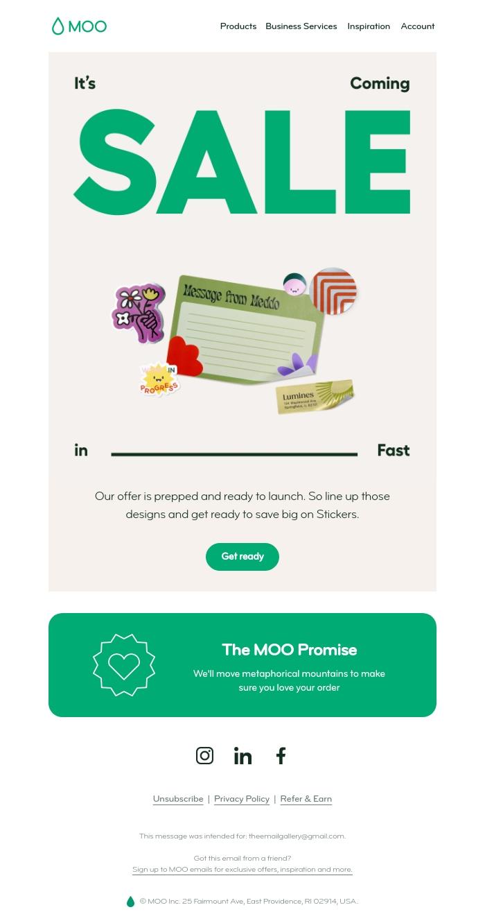 Email Design Inspiration from MOO, ⚾️ If you want to catch a deal...