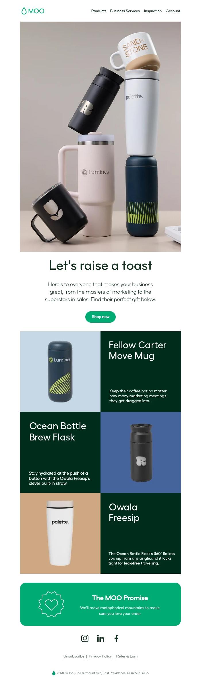 Email Design Inspiration from MOO, 🍹 Anyone fancy a drink?