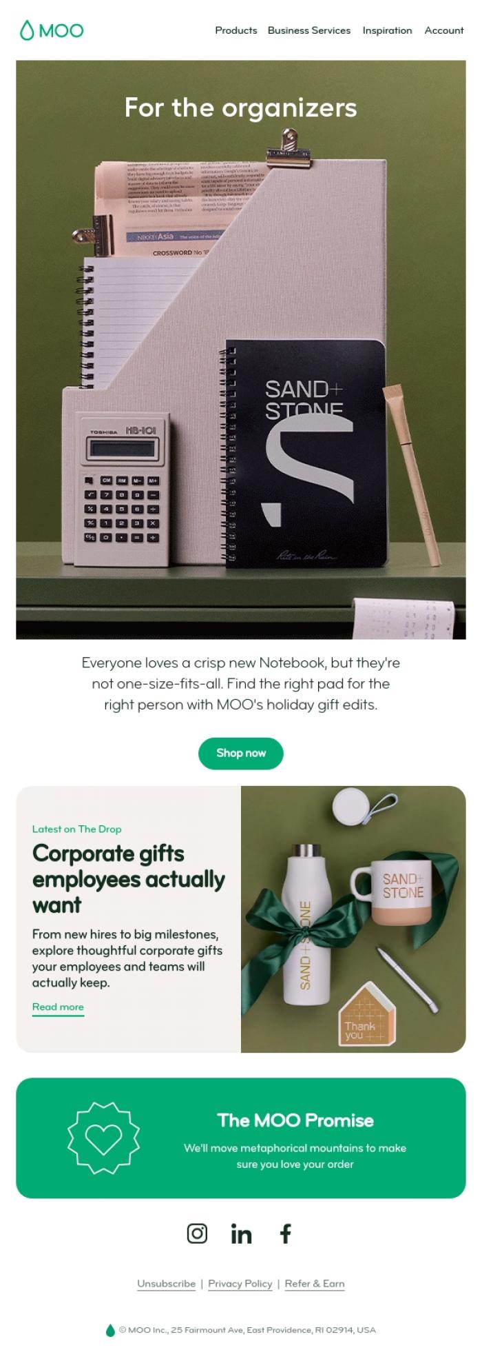 Email Design Inspiration from MOO, 📒 *ahem* Everyone make a note