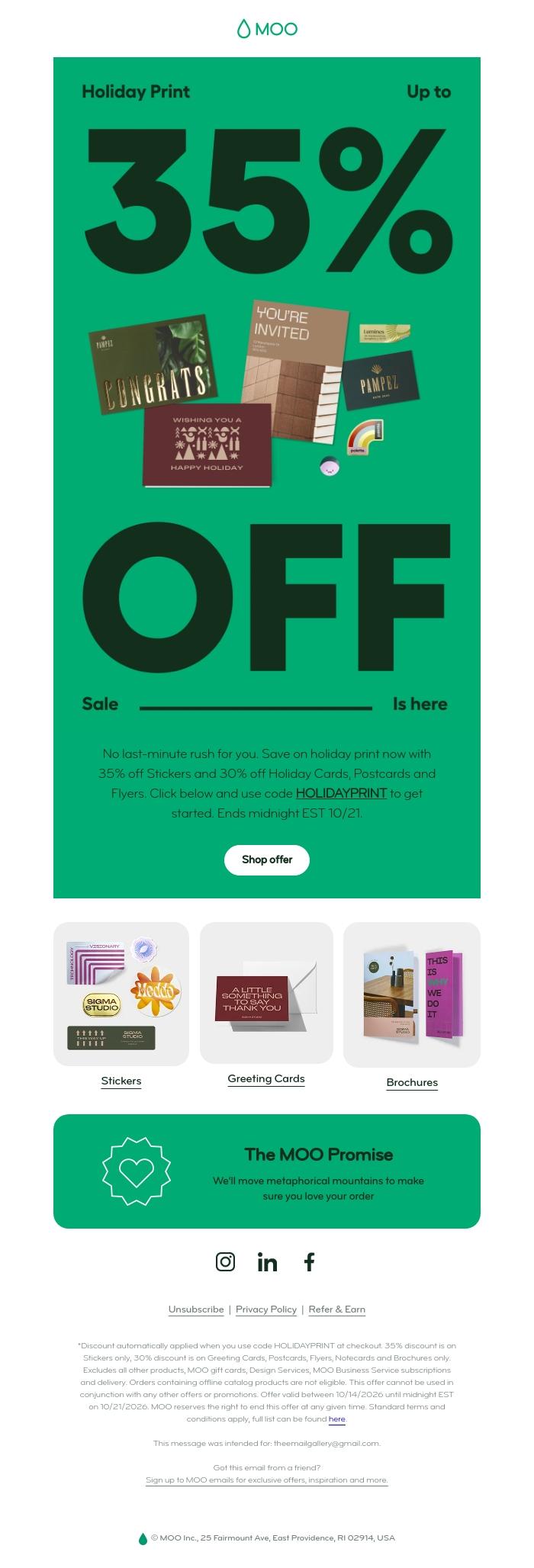 Email Design Inspiration from MOO, Your holiday print faves now on sale 🎁