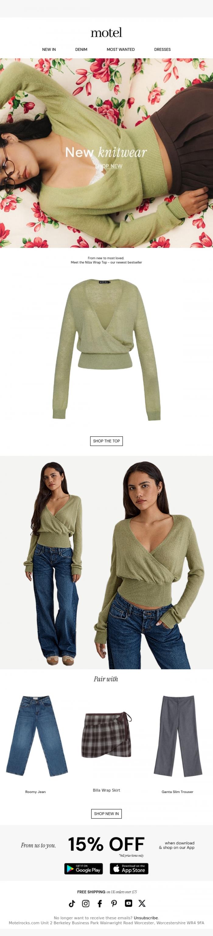 Email Design Inspiration from MOTEL, New knitwear