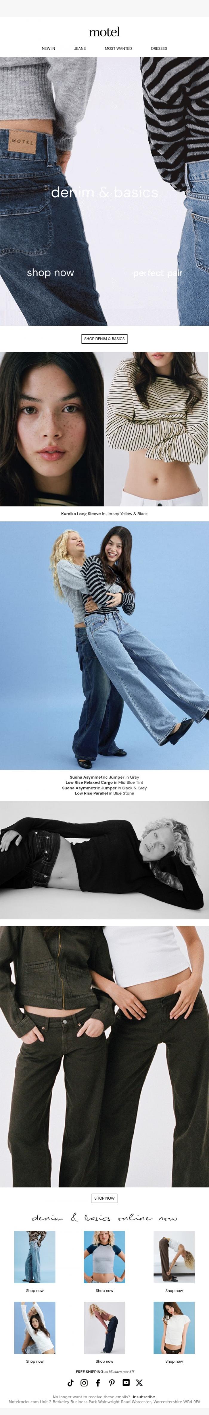 Email Design Inspiration from MOTEL, Denim & basics - perfect pair