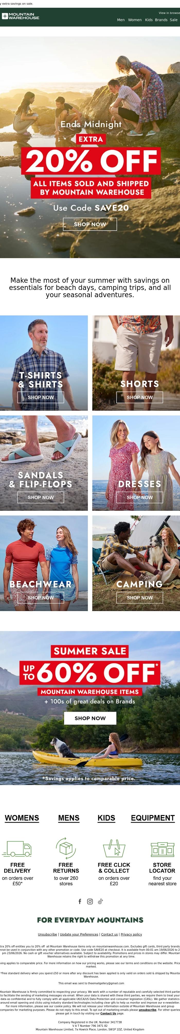 Email Design Inspiration from Mountain Warehouse, Final Hours to Save 20%