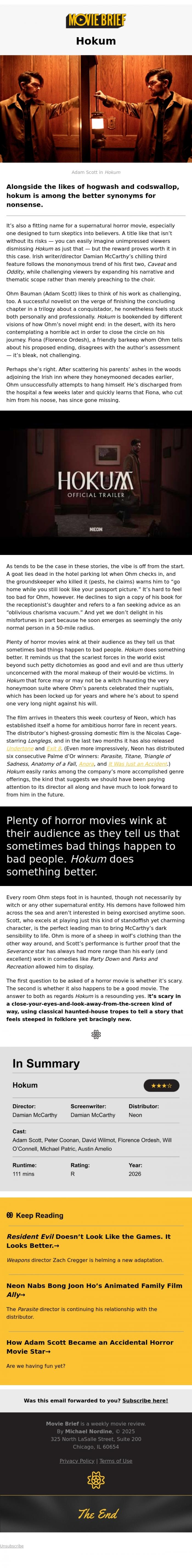 Email Design Inspiration from Movie Brief, #90: Hokum